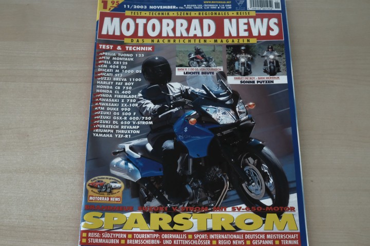 Deckblatt Motorrad News (11/2003)